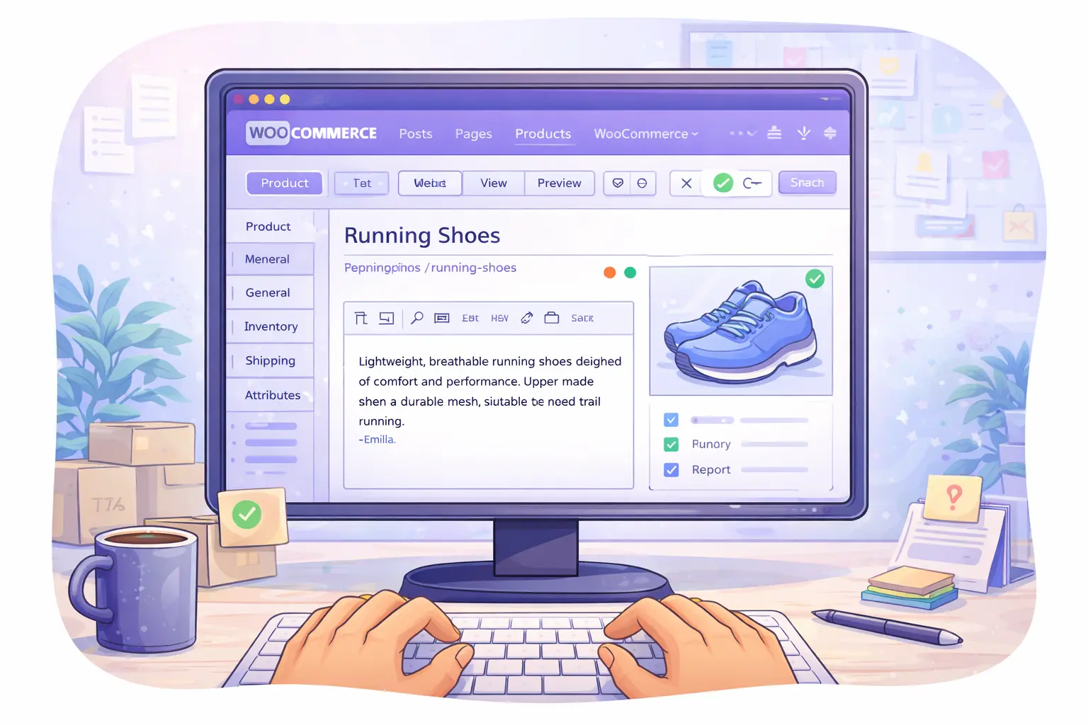WooCommerce product editor screen for AI tips for WooCommerce product description rewriting.